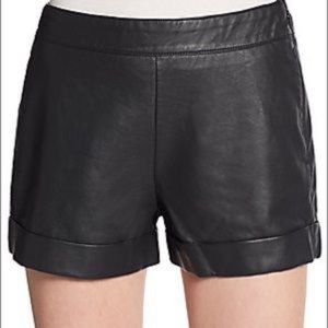 French Connection Cult Connection Cuffed Faux Leather Shorts Black